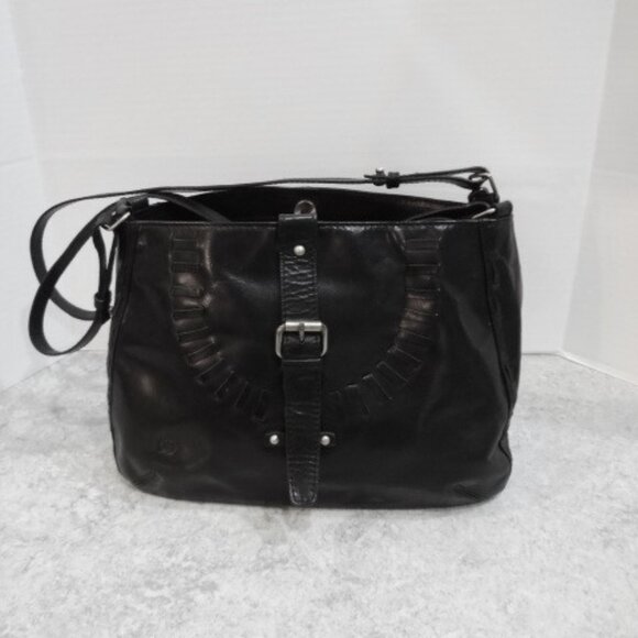 Born Black Leather Shoulder Bag with Adjustable Shoulder Straps - Picture 1 of 5